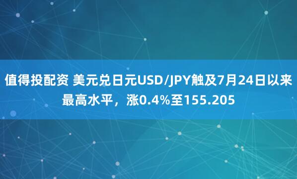 值得投配资 美元兑日元USD/JPY触及7月24日以来最高水平，涨0.4%至155.205