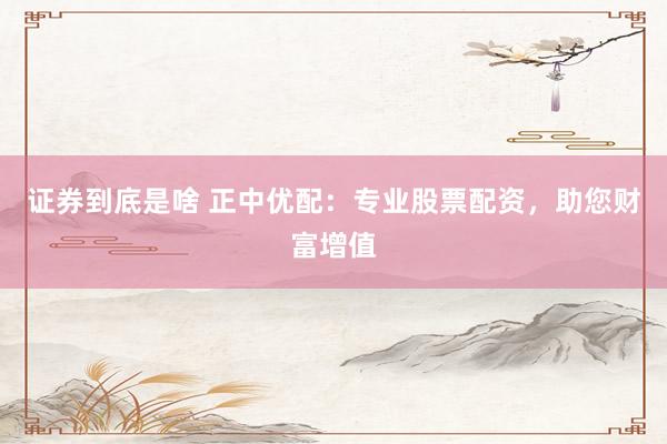 证券到底是啥 正中优配：专业股票配资，助您财富增值