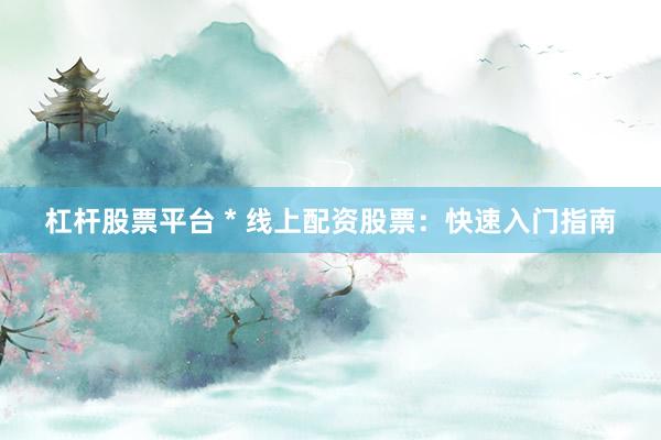 杠杆股票平台 * 线上配资股票：快速入门指南