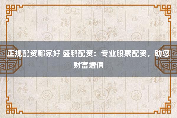 正规配资哪家好 盛鹏配资：专业股票配资，助您财富增值