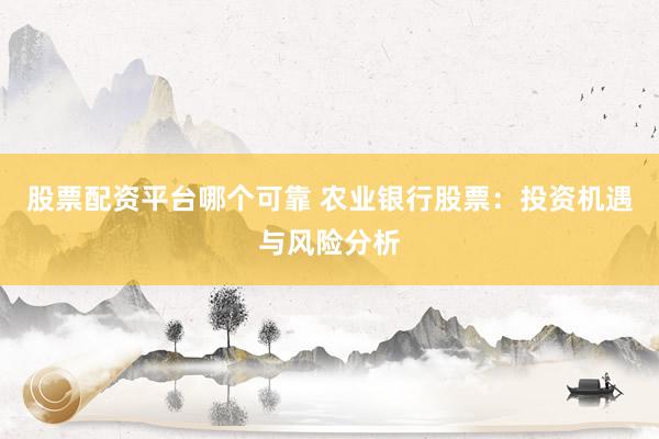 股票配资平台哪个可靠 农业银行股票：投资机遇与风险分析