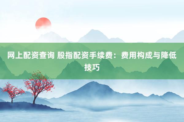 网上配资查询 股指配资手续费：费用构成与降低技巧