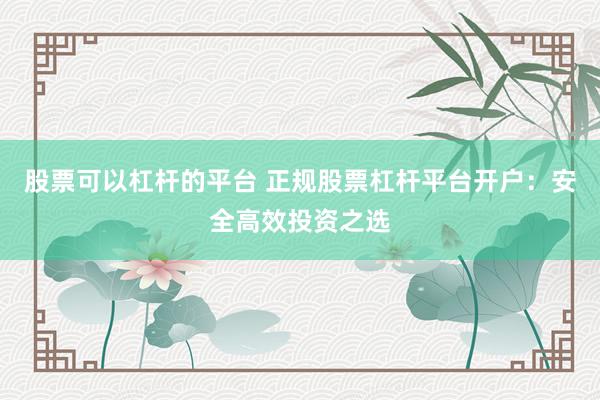 股票可以杠杆的平台 正规股票杠杆平台开户：安全高效投资之选