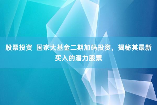 股票投资  国家大基金二期加码投资，揭秘其最新买入的潜力股票