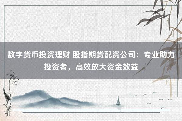 数字货币投资理财 股指期货配资公司：专业助力投资者，高效放大资金效益