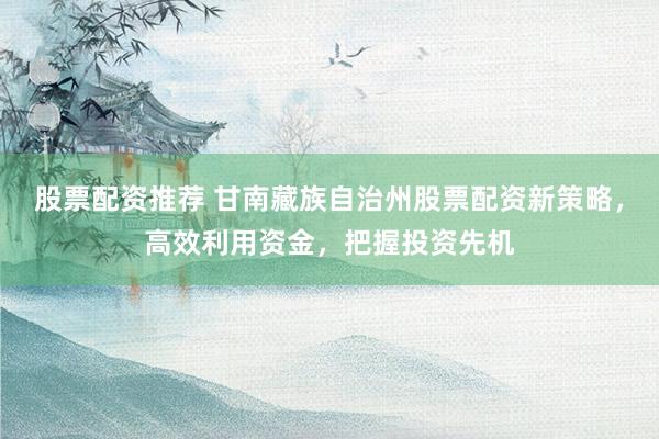 股票配资推荐 甘南藏族自治州股票配资新策略，高效利用资金，把握投资先机