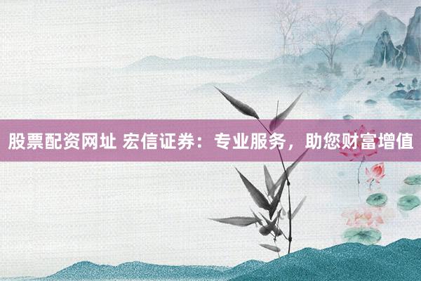 股票配资网址 宏信证券：专业服务，助您财富增值
