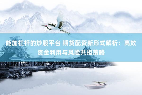 能加杠杆的炒股平台 期货配资新形式解析：高效资金利用与风险共担策略