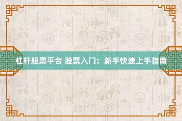 杠杆股票平台 股票入门:新手快速上手指南