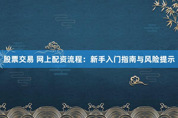 股票交易 网上配资流程：新手入门指南与风险提示