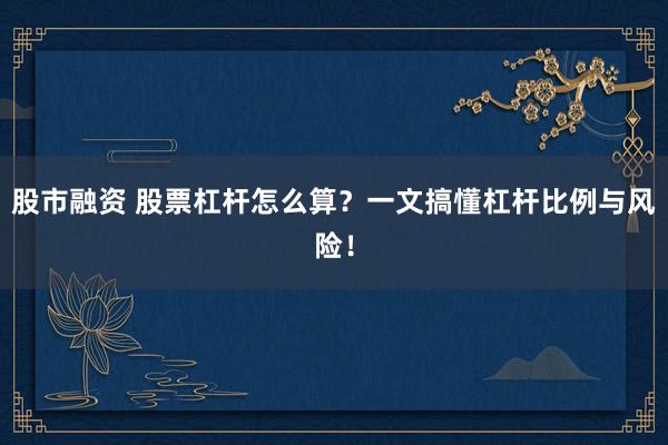 股市融资 股票杠杆怎么算？一文搞懂杠杆比例与风险！