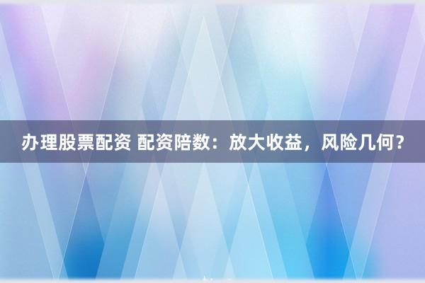 办理股票配资 配资陪数：放大收益，风险几何？