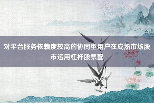 对平台服务依赖度较高的协同型用户在成熟市场股市运用杠杆股票配